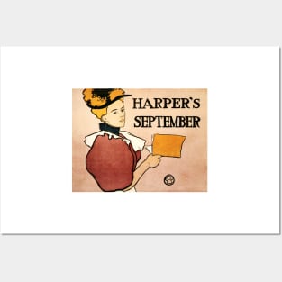 HARPER'S SEPTEMBER Magazine Cover by American Illustrator Edward Penfield Art Posters and Art
